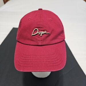 Official DOPE Brand Script Logo Strapback Hat Baseball Cap Red